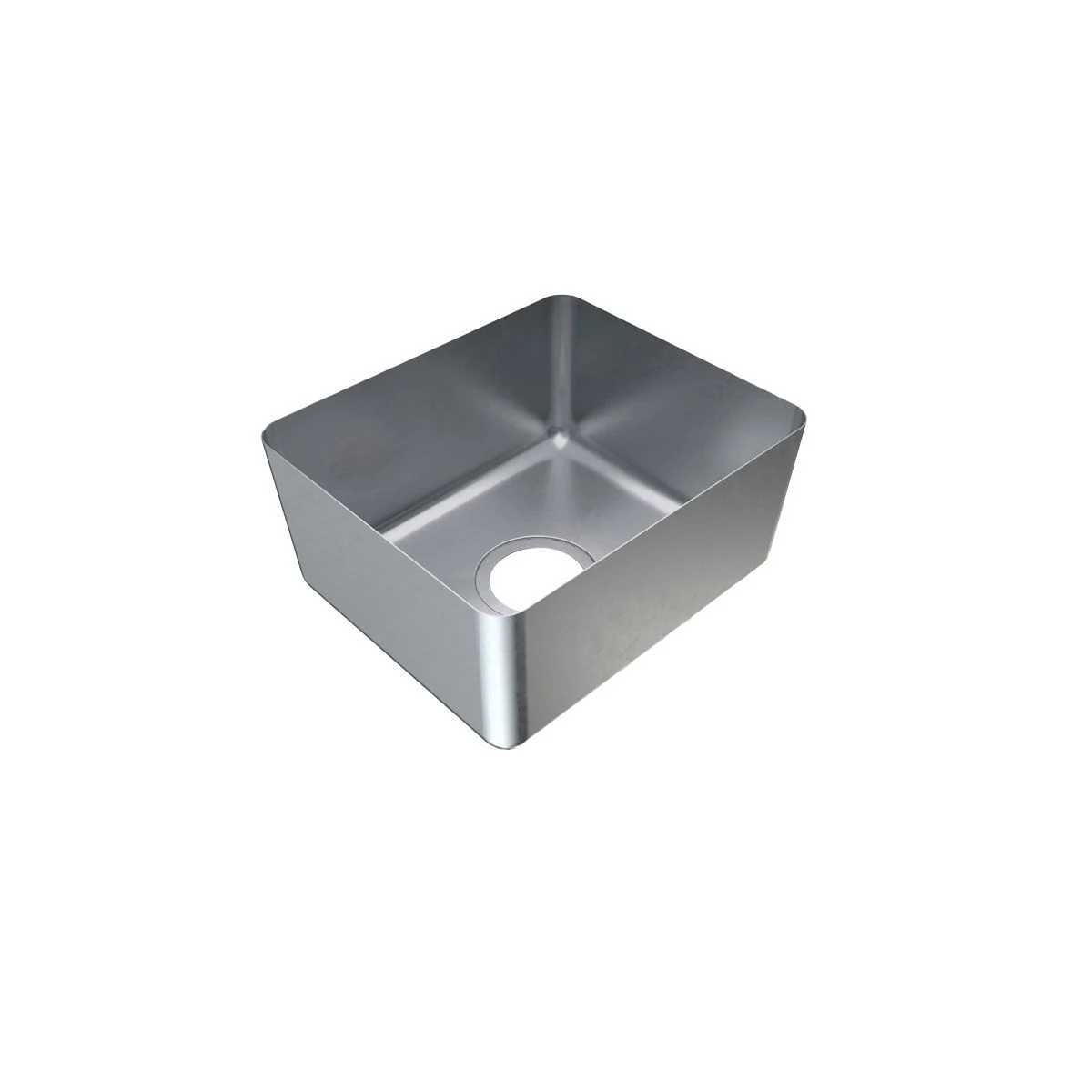 3Monkeez HF09 sink bowl with open top and waste opening, angled view