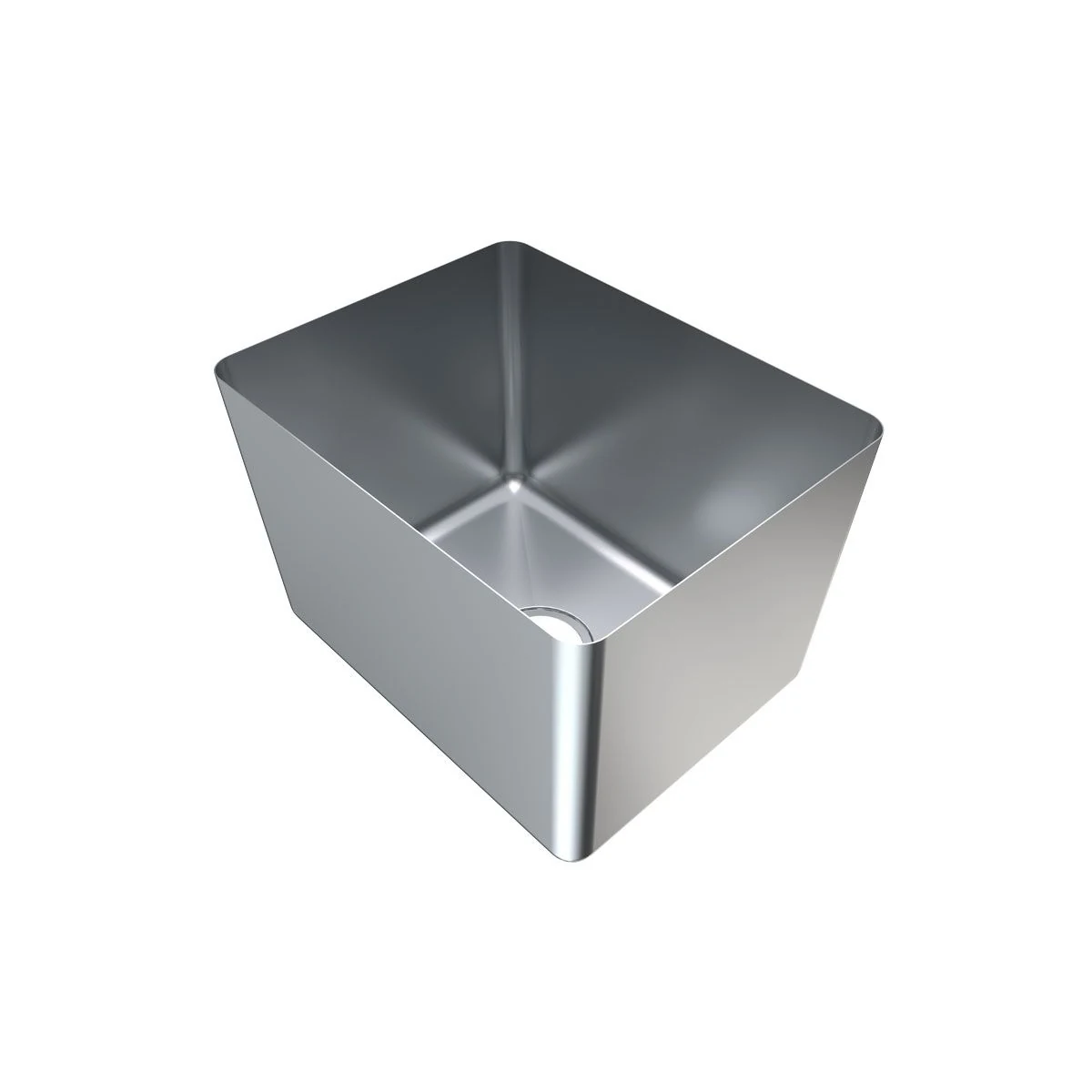 3Monkeez HF16 sink bowl with open top and waste opening, angled view