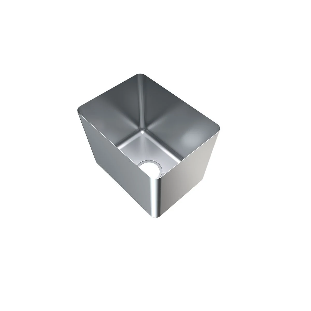 3Monkeez HF403030 sink bowl with open top and waste opening, angled view