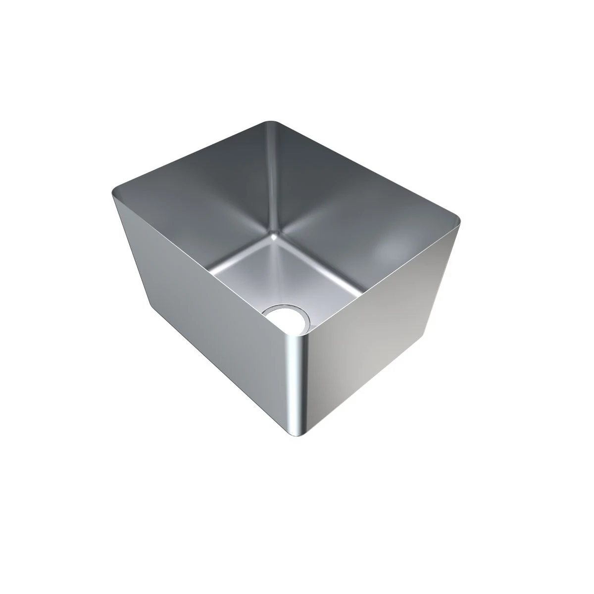 3Monkeez HF504030 sink bowl with open top and waste opening, angled view