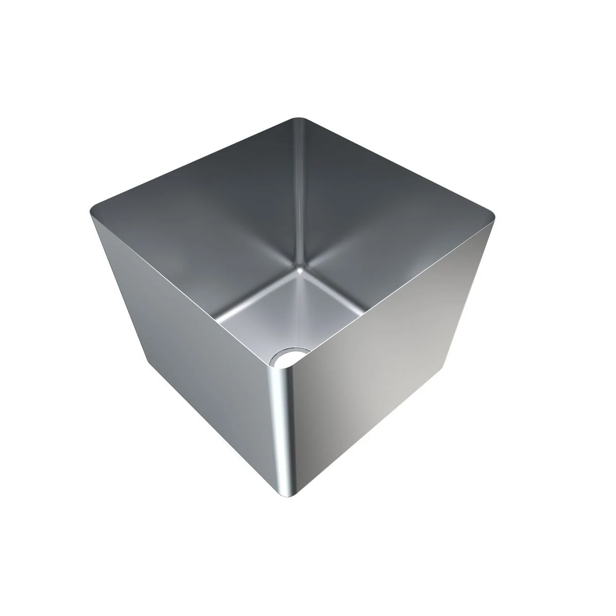 3Monkeez HF505040 sink bowl with open top and waste opening, angled view