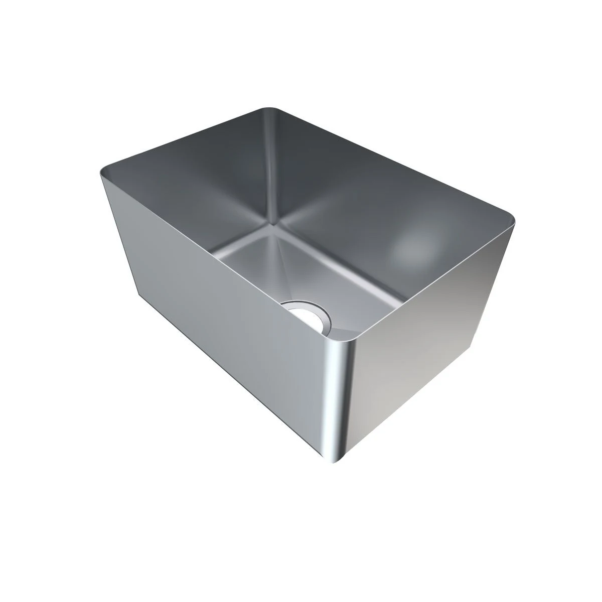 3Monkeez HFG16 sink bowl with open top and waste opening, angled view