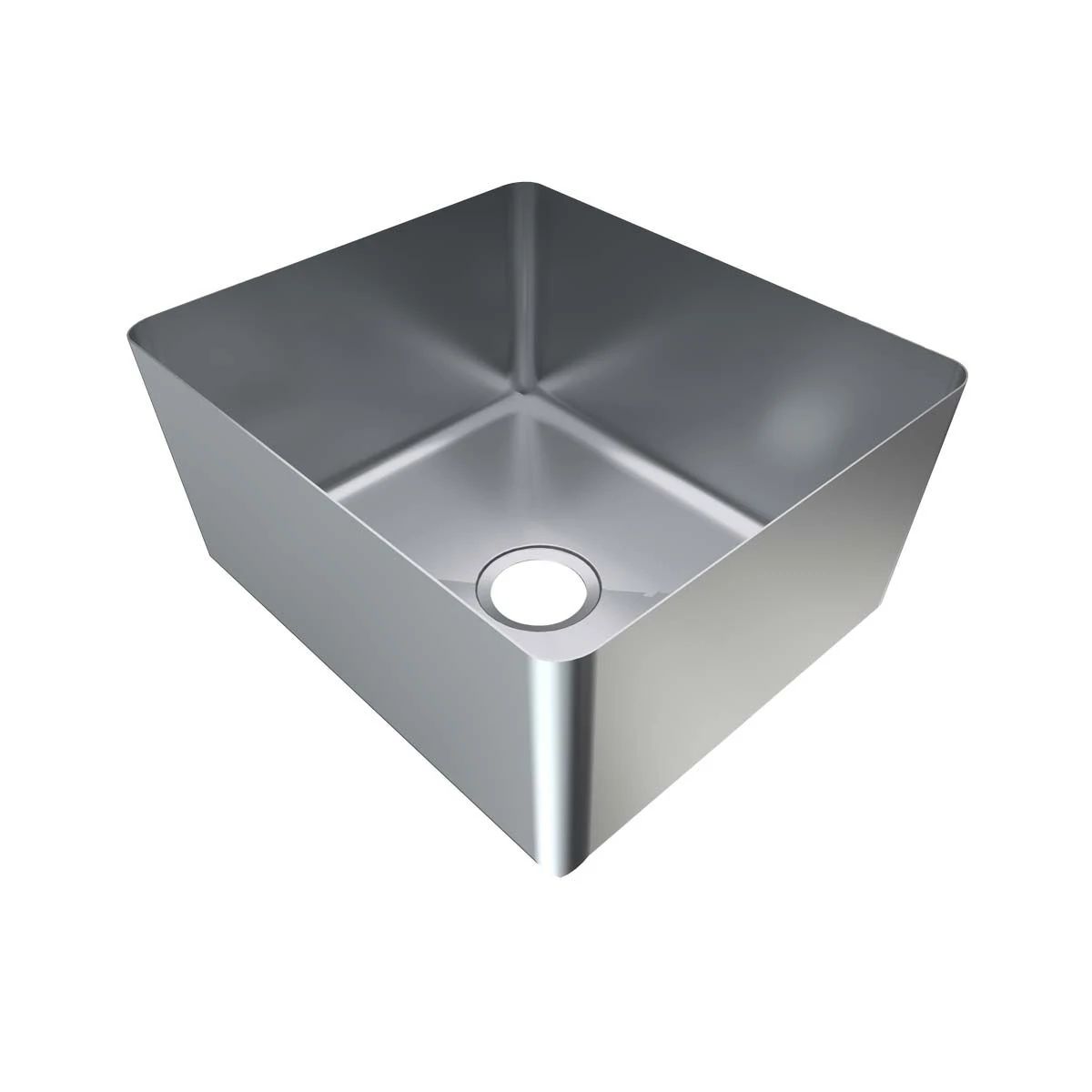 3Monkeez HFG18 sink bowl with open top and waste opening, angled view