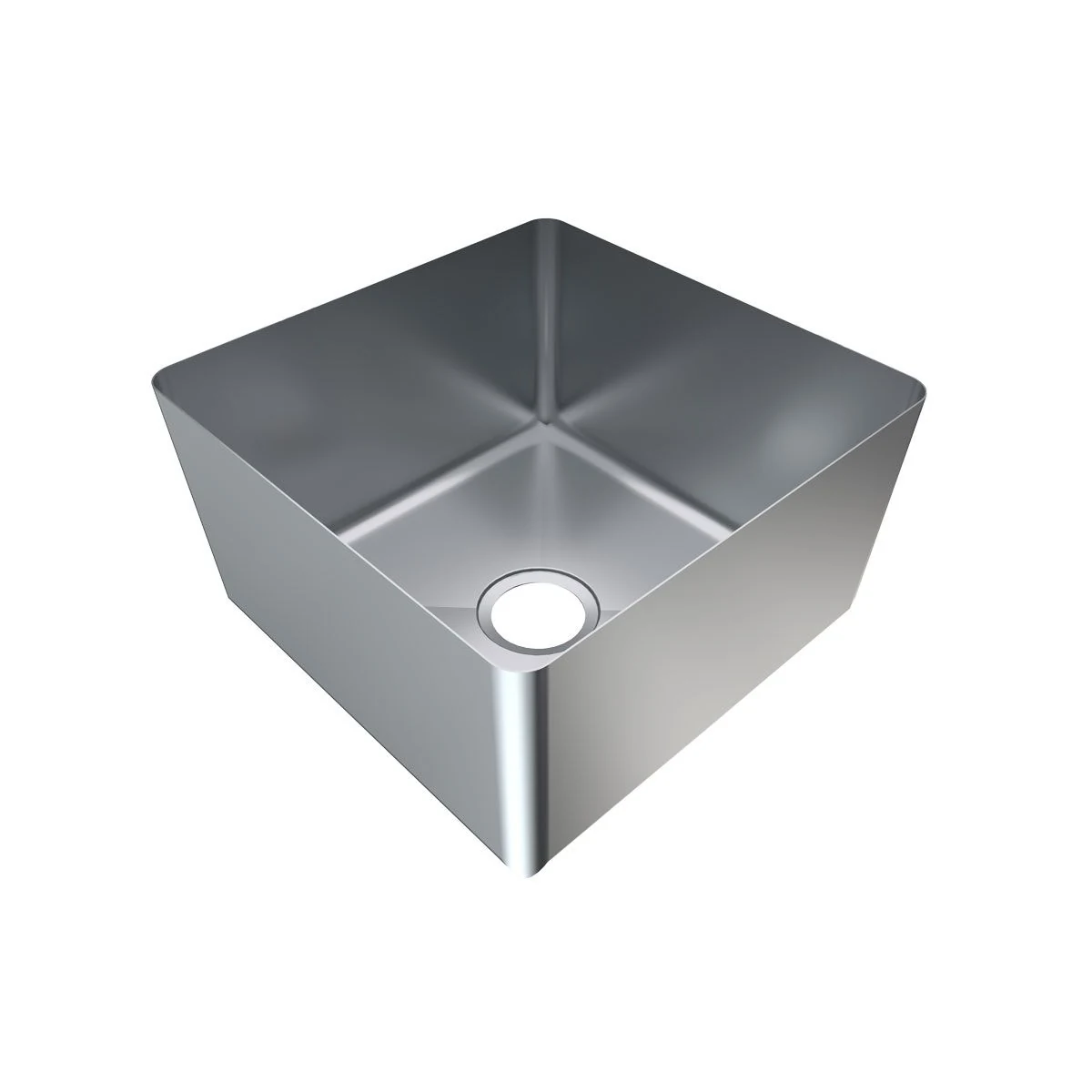 3Monkeez HFG19 sink bowl with open top and waste opening, angled view