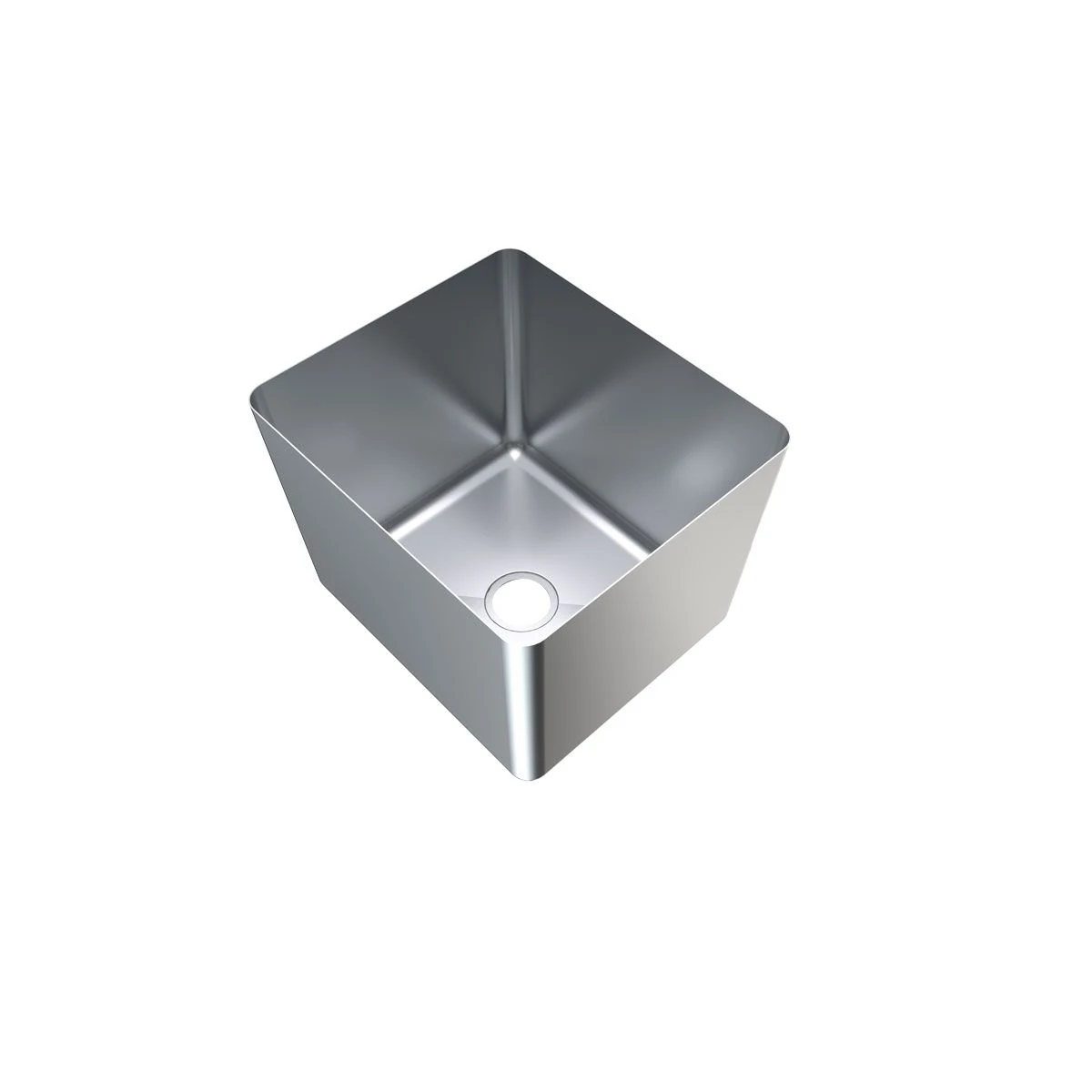 3Monkeez HF14-316 sink bowl with open top and waste opening, angled view