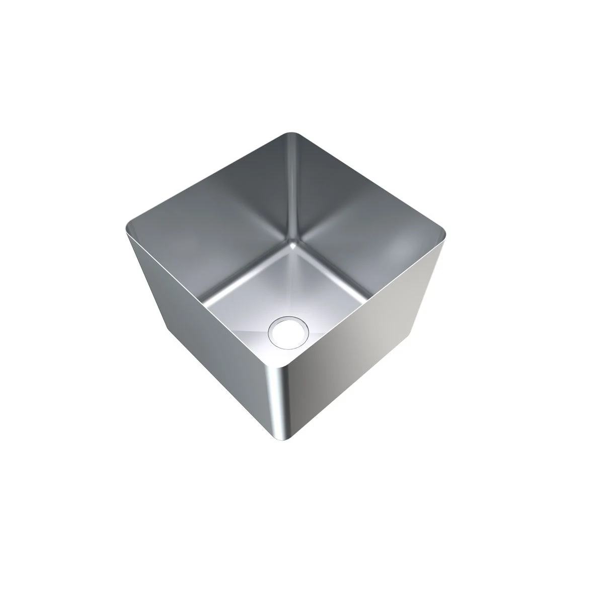 3Monkeez HF11-316 sink bowl with open top and waste opening, angled view