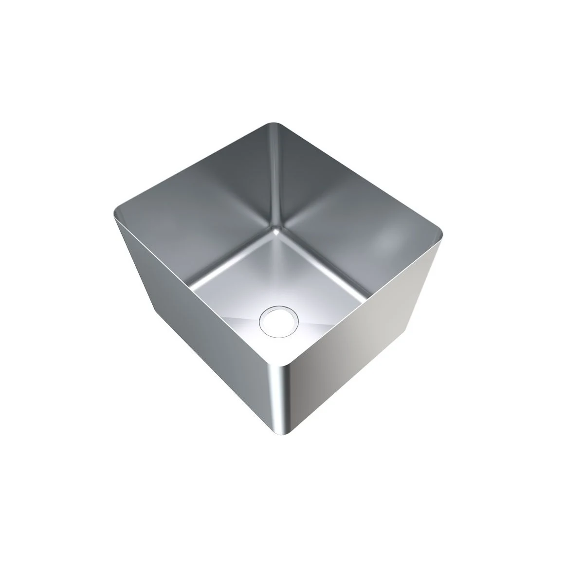 3Monkeez HF20-316 sink bowl with open top and waste opening, angled view