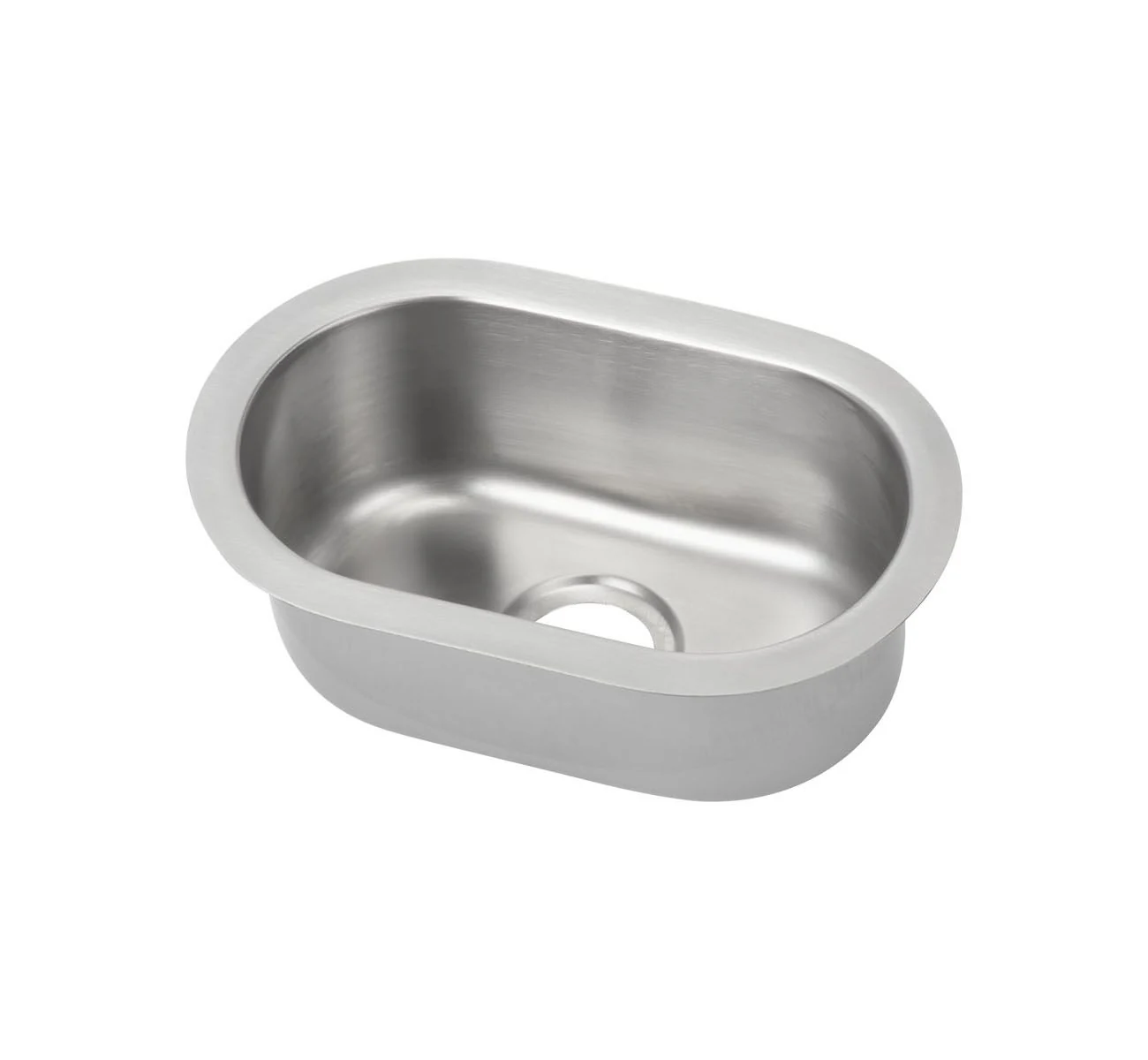 3Monkeez PB01 pressed sink bowl, rounded bowl and mounting flange, angled view