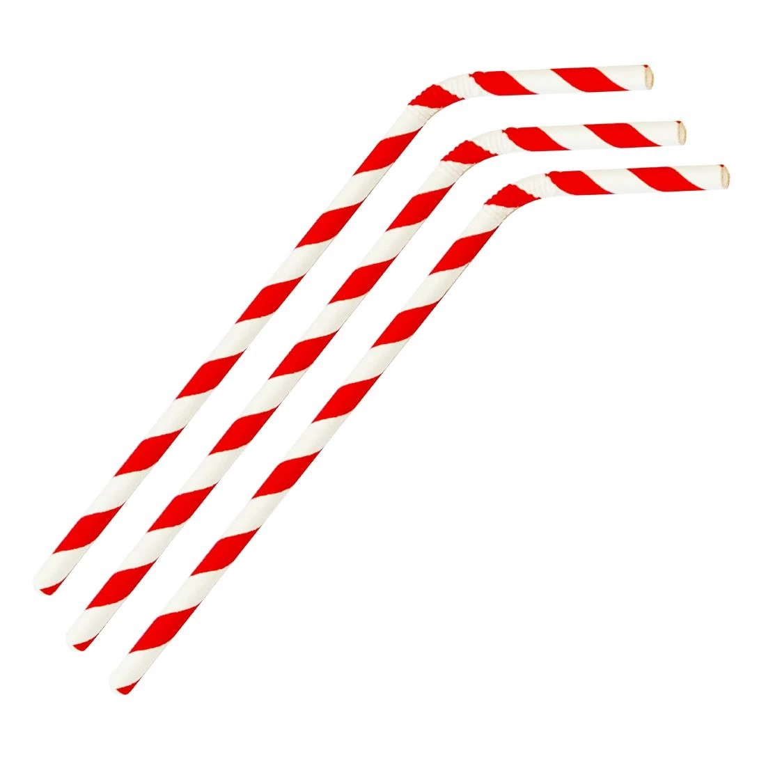 Fiesta Compostable FB142 Bendy Paper Straw Red Stripe - 210mm 6mm (Pack 250) product image