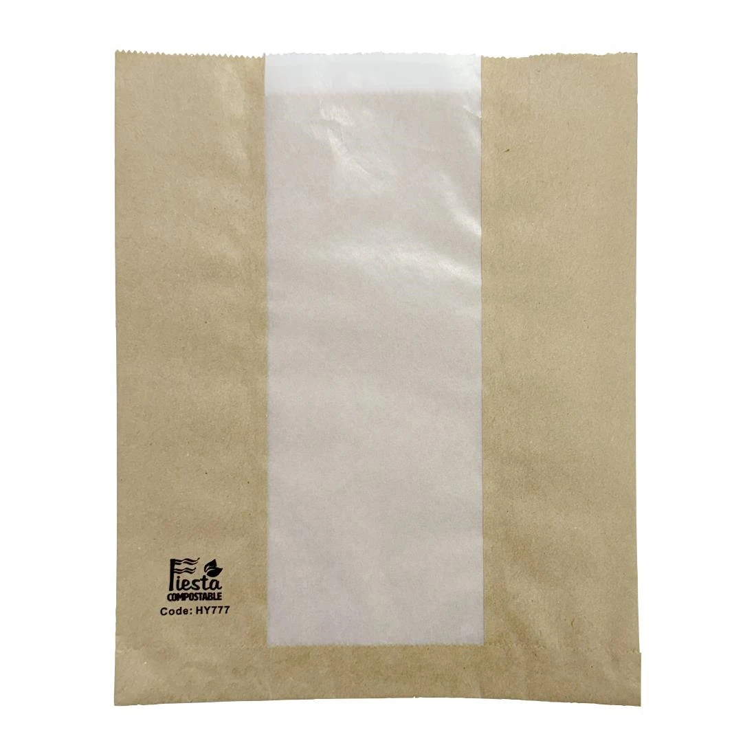 Fiesta Compostable HY777 Bread Bag with Glassine Window - 266x215x88mm (Pack 1000) product image