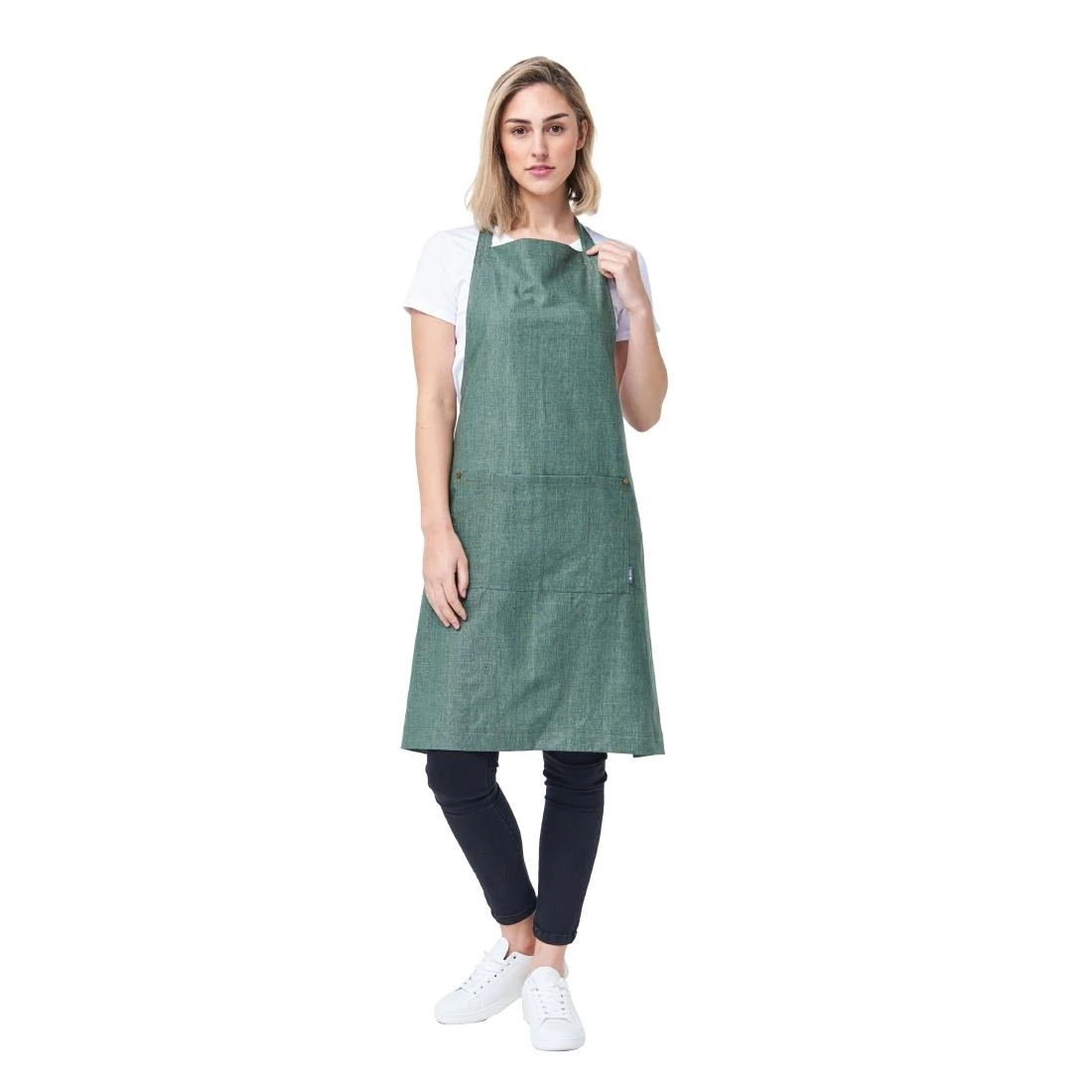 Urbanbar Design BB637 Clementine Linen/Viscose Bib Apron Forest product image