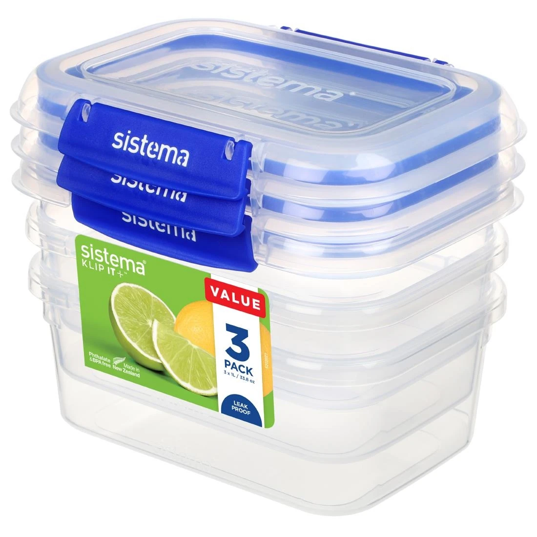 Sistema CH254 Klip It Plus Pack Rectangle Container - 1Ltr (Pack 3) product image