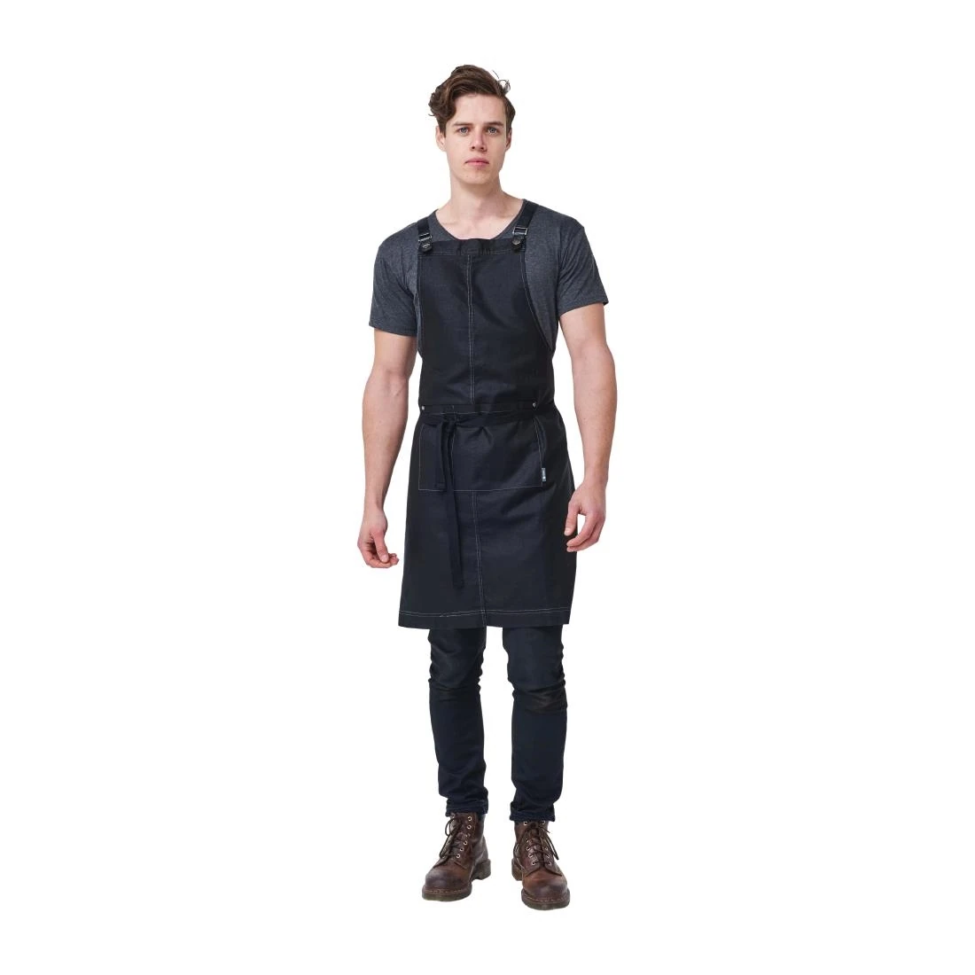 Urbanbar Design BB620 Linen/Viscose Bib Apron Black Theodore product image