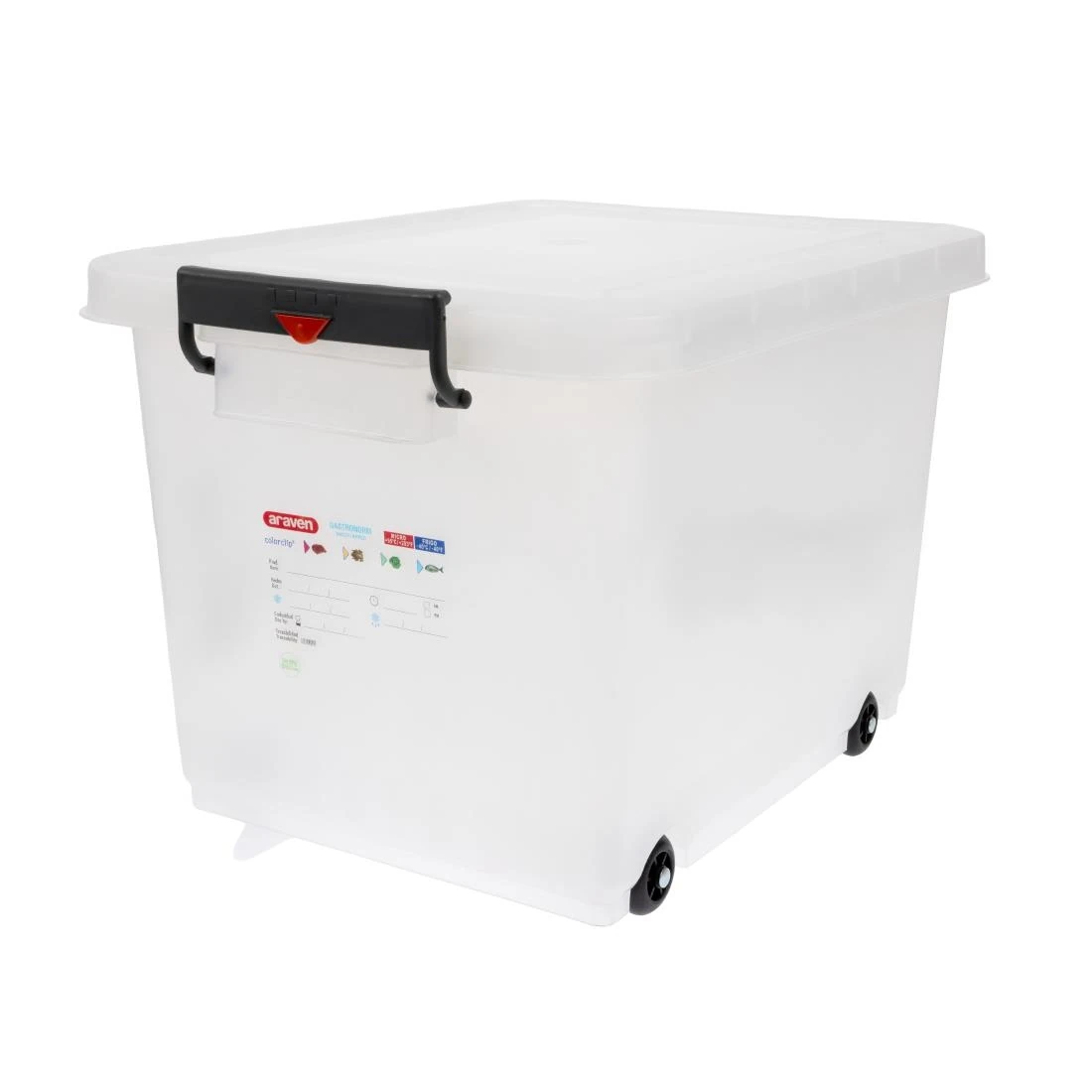 Araven J245 Food Storage Box & Lid with Wheels & Colour Clips - 50Ltr 530x396x379mm product image