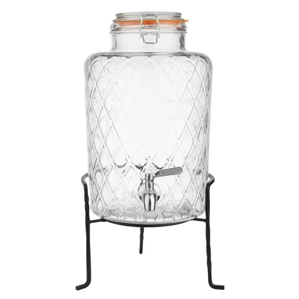 Olympia JB379 Geo Glass Clip-Top Drinks Dispenser with Wire Stand 8Ltr product image