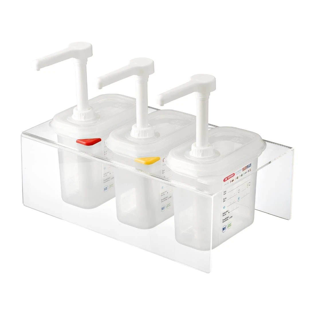 Araven CR823 Set of 3 Sauce Dispensers Transparen - GN 1/9 1.5Ltr product image
