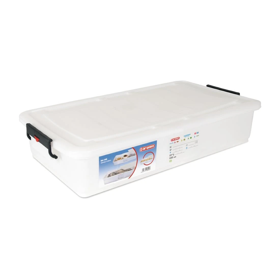 Araven DN910 Food Storage Box & Lid (with colour clips) 40Ltr 830x460x180mm 36.5x18x7" product image