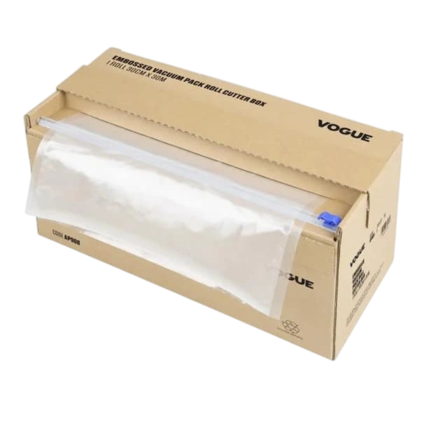 Vogue AP908 Vacuum Pack Roll with Cutter – 300mm x 30m | Embossed Poly Roll commercial kitchen equipment