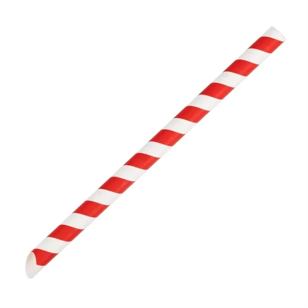Fiesta Compostable HU368 Bubble Tea Straw Red & White - 12x210mm (Pack 150) product image