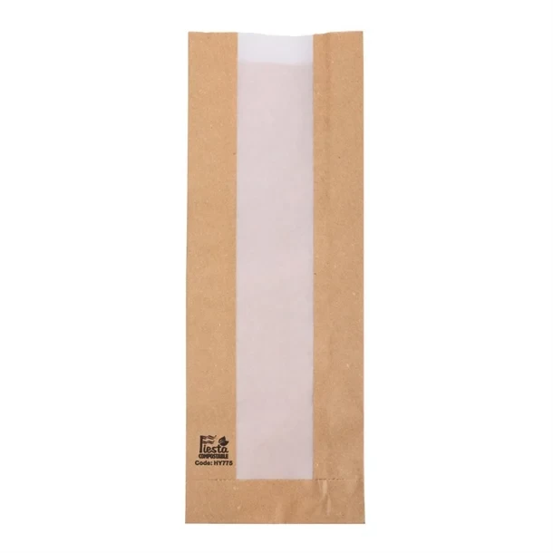 Fiesta Compostable HY775 Baguette Bag with Glassine Window - 300x100x60mm (Pack 1000) product image