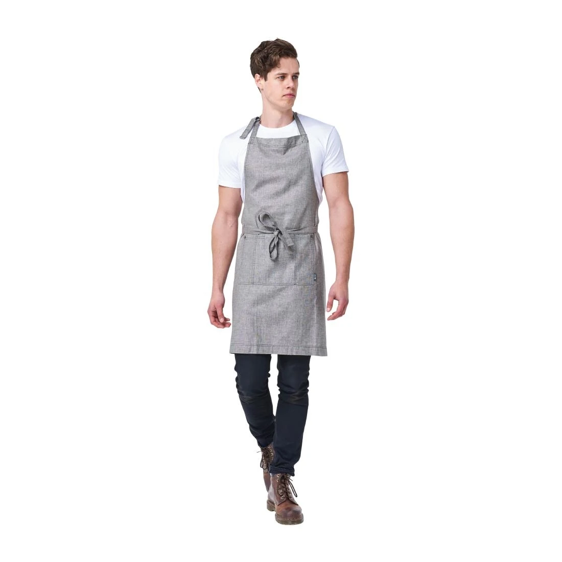 Urbanbar Design BB640 Linen/Viscose Bib Apron Charcoal Clementine product image