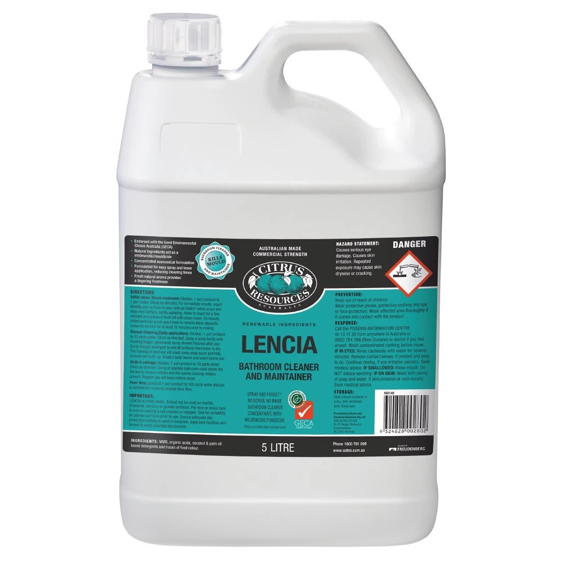 Oates JC106 Professional Lencia Bathroom & Washroom Cleaner - 5Ltr product image