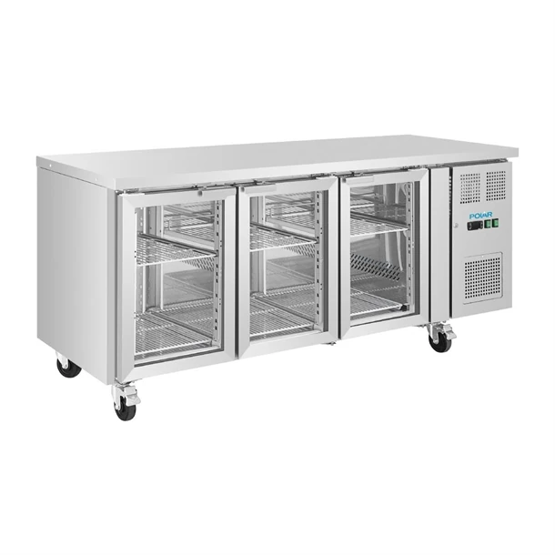 Polar UA069-A U-Series Three Door Counter Fridge with Glass Doors 465Ltr product image