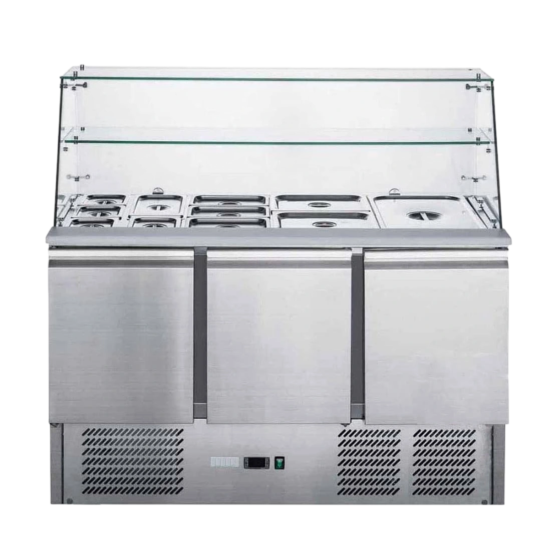 FED-X XS903GC Three Door Salad Prep Fridge | Glass Top Commercial Australia commercial kitchen equipment