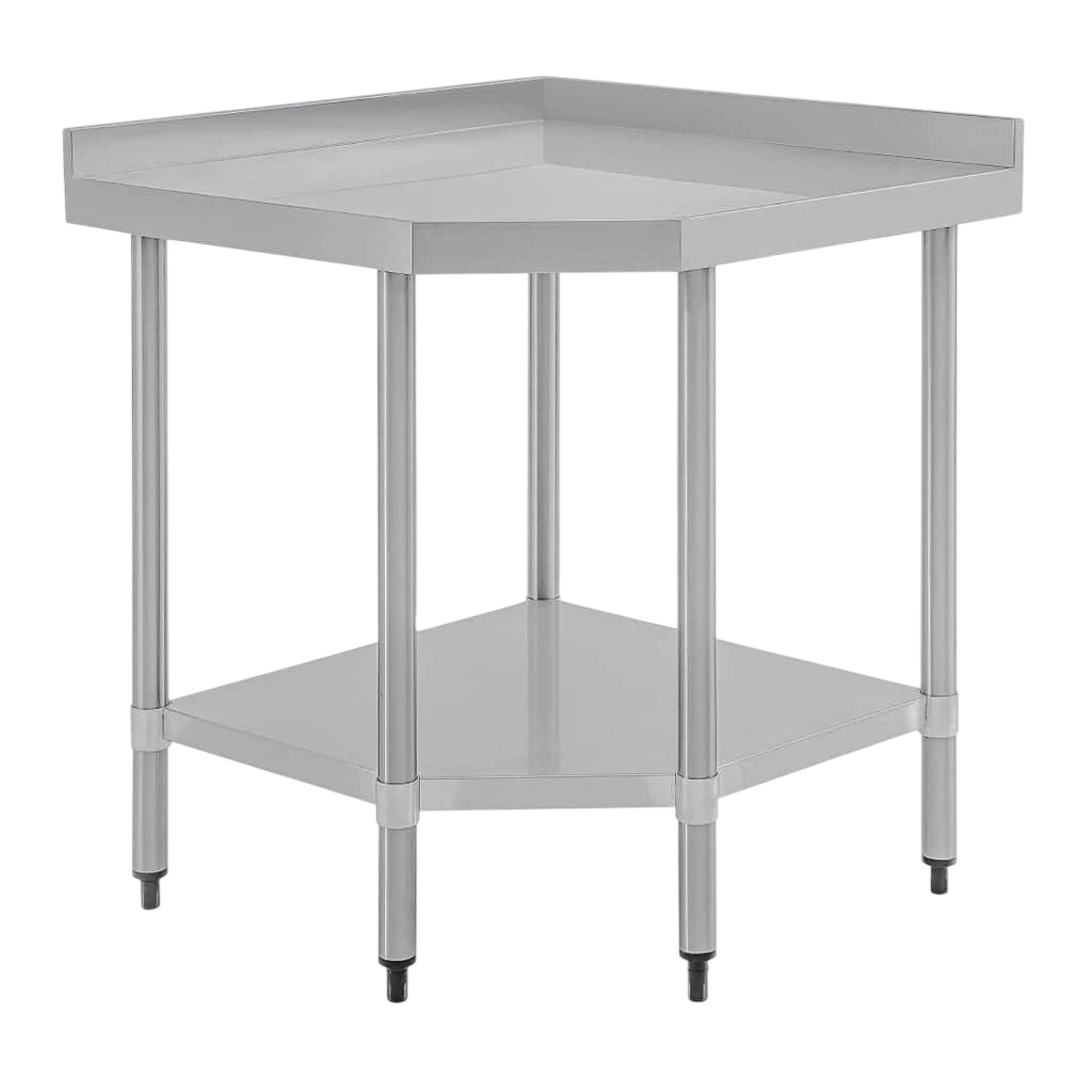 Vogue CB907 Stainless Steel Corner Table 600mm – Galvanised Undershelf commercial kitchen equipment