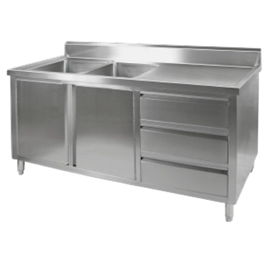 FED DSC-1800L-H Stainless Steel Left Double Sink Cabinet – 1800mm commercial kitchen equipment