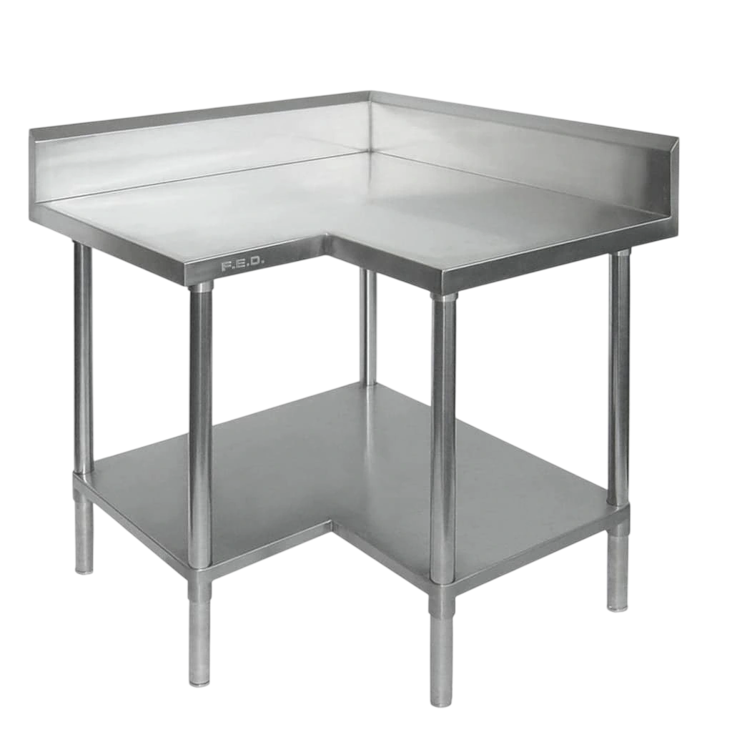 Modular Systems FED WBCB6-0900/A Corner Workbench – 900mm S/S with Splashback & Shelf product image