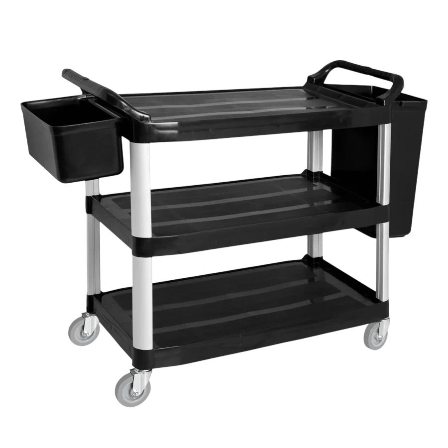 FED JD-UC340 Utility Trolley – 3-Tier Polypropylene with Extra & Cutlery Bin commercial kitchen equipment