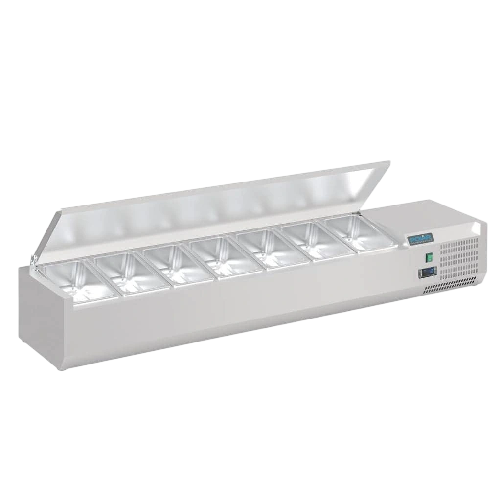 Polar FA855-A G-Series Prep Fridge – 7× 1/4GN, Countertop, Stainless Lid commercial kitchen equipment