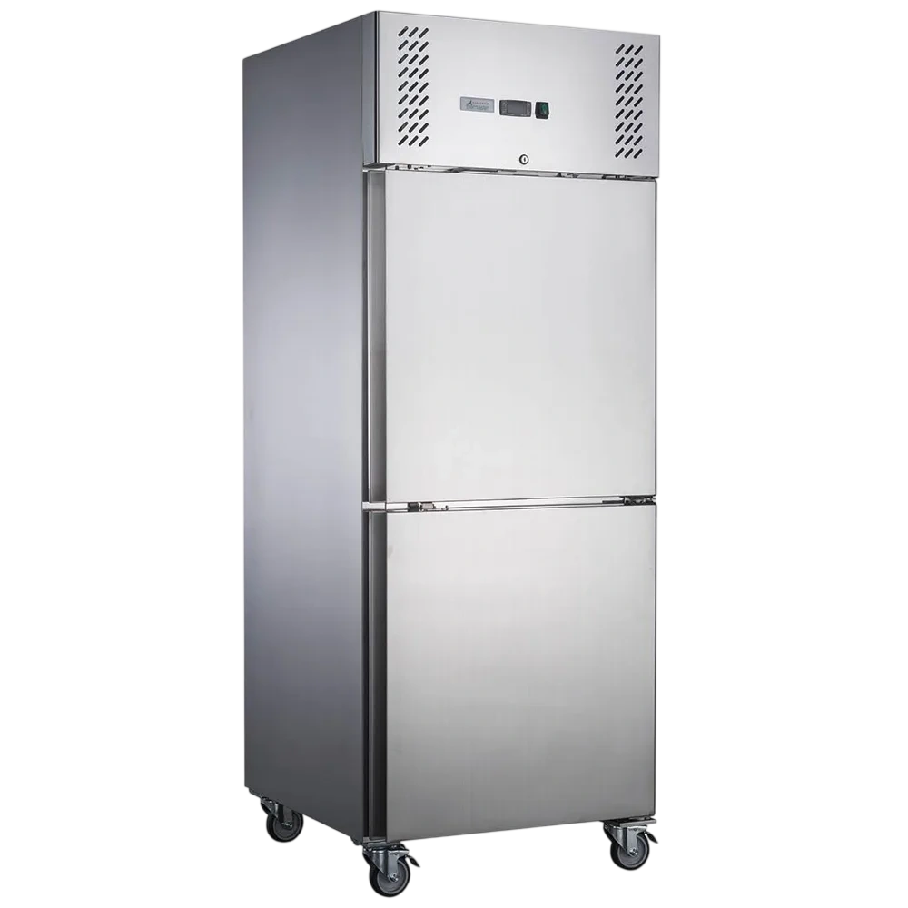 FED-X XURC600S1V upright commercial fridge 618L stainless steel split door R290 Australia