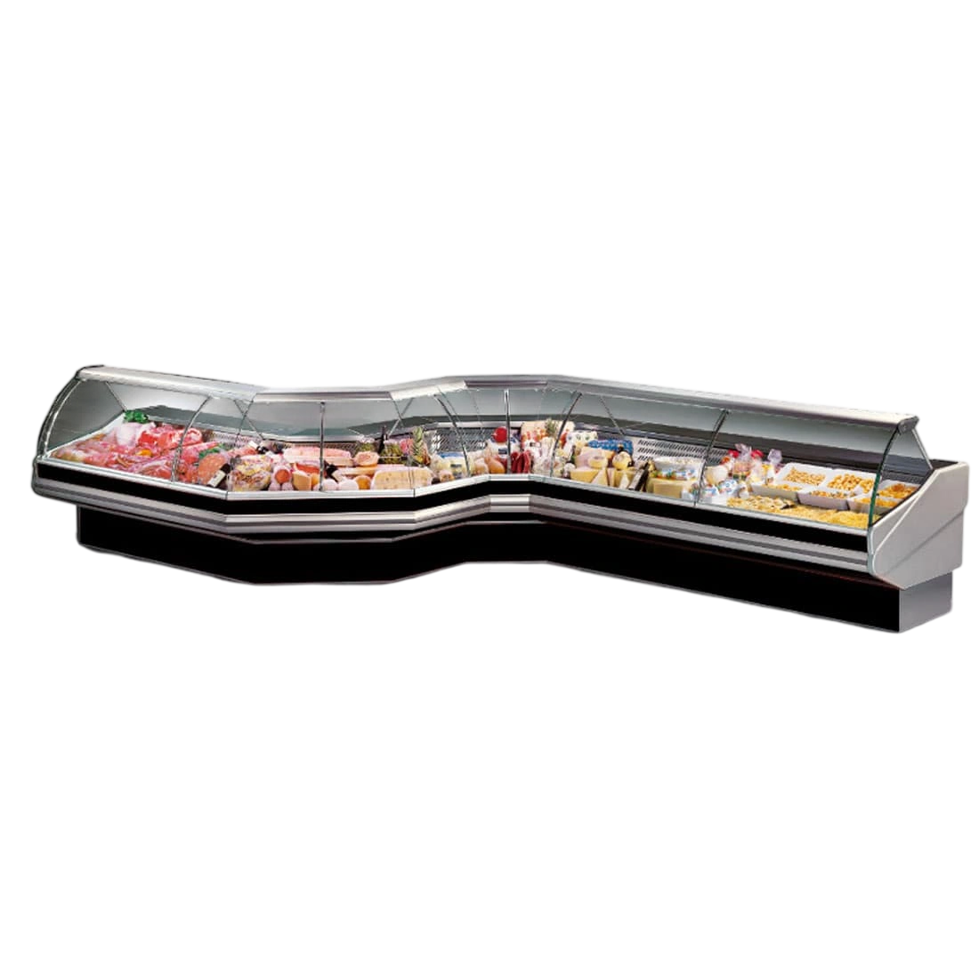 Tecnodom CN90E Curved Glass Deli Display – 90° Corner Showcase commercial kitchen equipment