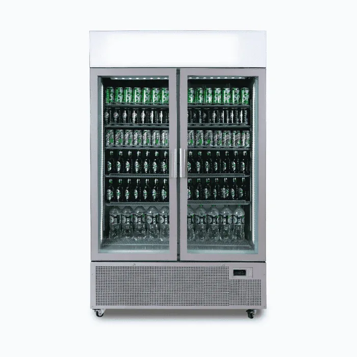 Bromic GM1100LS-NR Two-Door Upright Display Fridge with 1082L Capacity, Silver Finish, LED Lightbox
