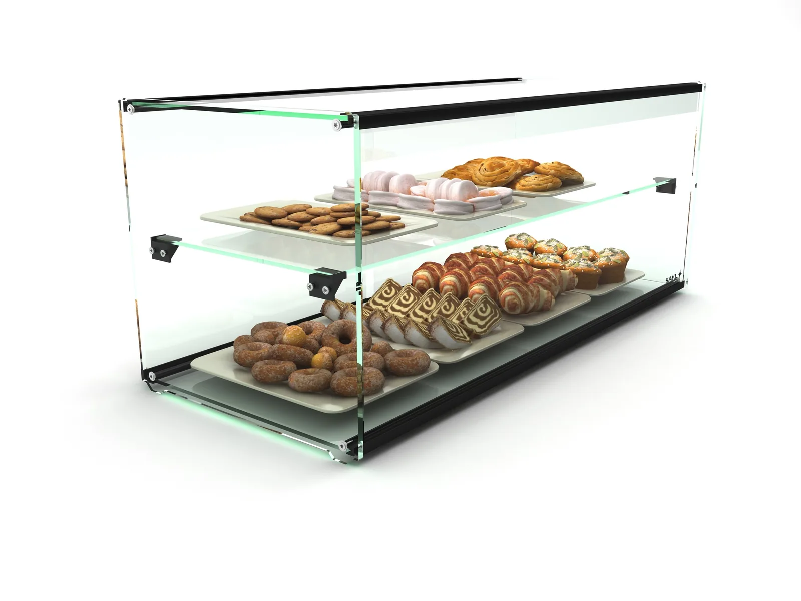 Sayl ADS0036 Two Tier Ambient Display Cabinet Tempered Glass 920mm