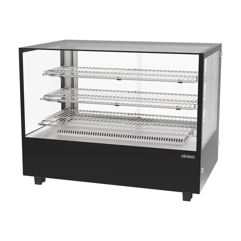 Airex AXH.FDCTSQ.09 countertop heated square food display 160L black finish