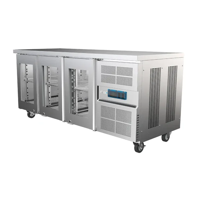 Airex AXR.UCGN.3G undercounter refrigerator, 3 heated glass doors, 1/1GN, 1795mm, stainless steel worktop – Australia