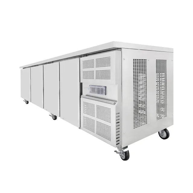 Airex AXR.UCGN.4 undercounter refrigerator, 4 solid stainless steel doors, 1/1GN, 2230mm, stainless steel worktop, front and side ventilation – Australia