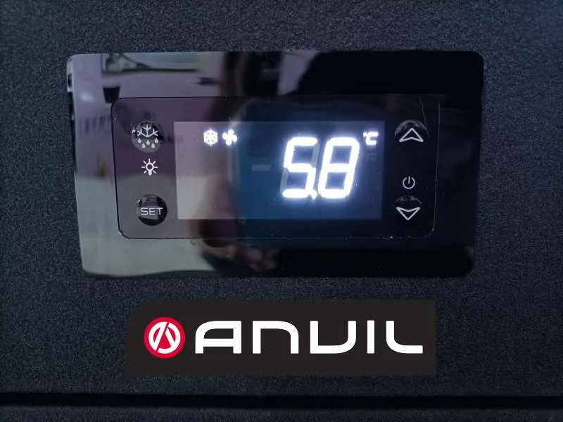 Anvil BBZ0200 Two Door Backbar Fridge with 315L Capacity – Black Glass Display