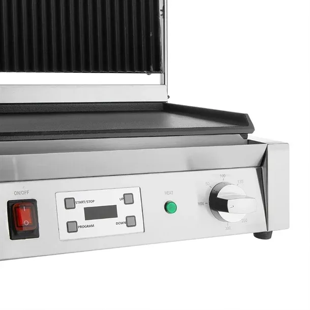 Apuro CU609-A ribbed top and flat plate contact grill