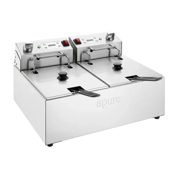 Apuro CU624-A 2×5L double electric fryer with timer