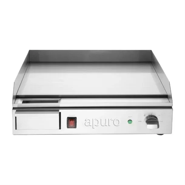 Apuro CU626-A compact electric griddle, 525mm, 2.2kW, stainless steel, with drip tray – Australia