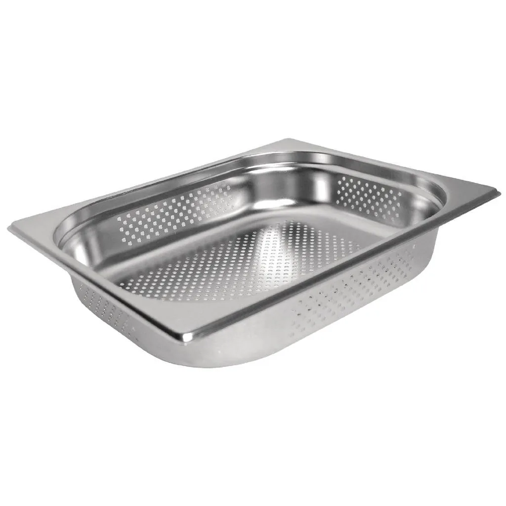 Vogue DN702 GN Pan 1/2 Perforated – 100mm Deep Stainless Steel | 5.5L commercial kitchen equipment