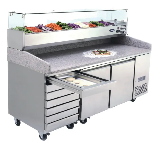 Atosa EPF3480 Two-Door Pizza Table Fridge with Drawers – 2010 mm commercial kitchen equipment
