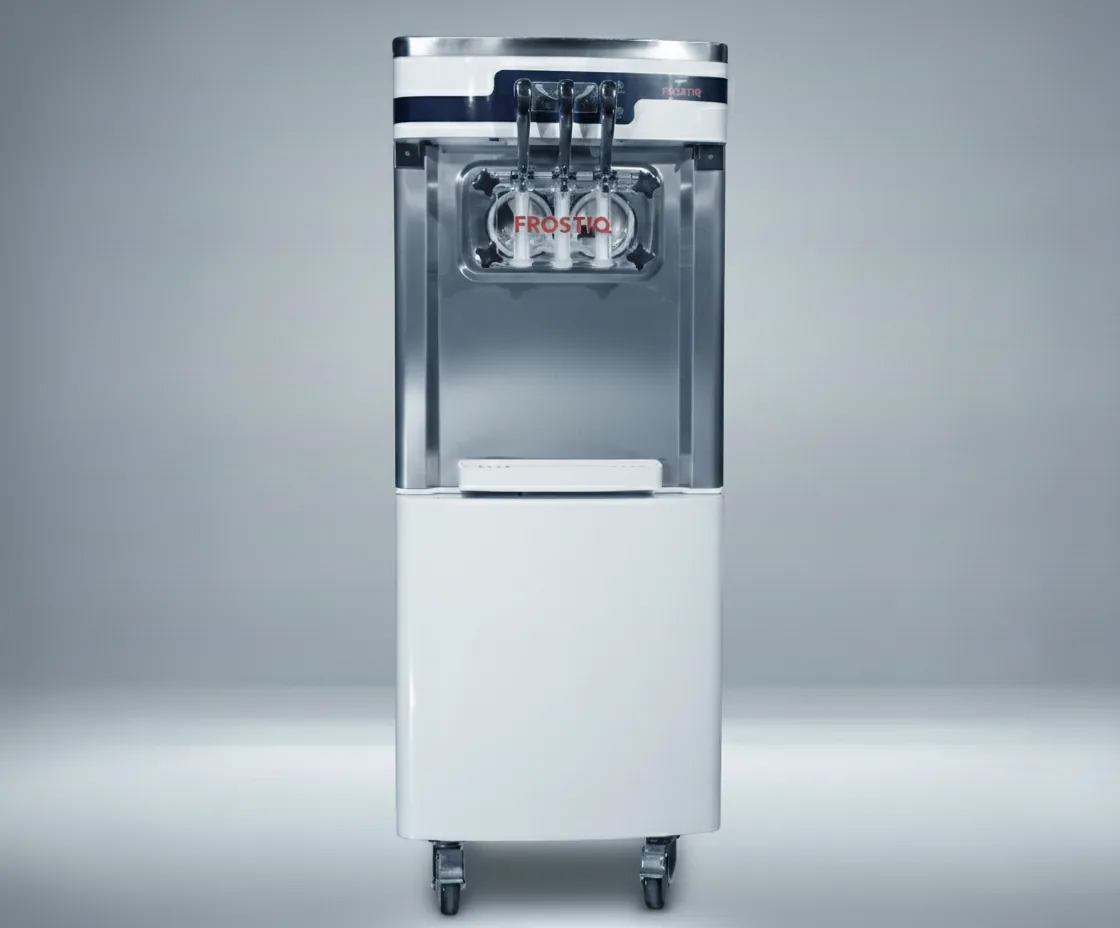 Frostiq FIQ245 soft serve ice cream machine floor standing dual flavour plus twist, 2×10 L hoppers – front view, Australia