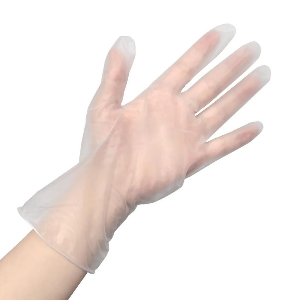 Vogue Powder-Free Clear Vinyl Food Prep Gloves M (Pack of 100) commercial kitchen equipment