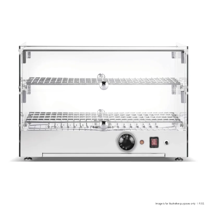 Bonvue HSW-50 countertop self-service heated food display with straight glass and chrome shelves