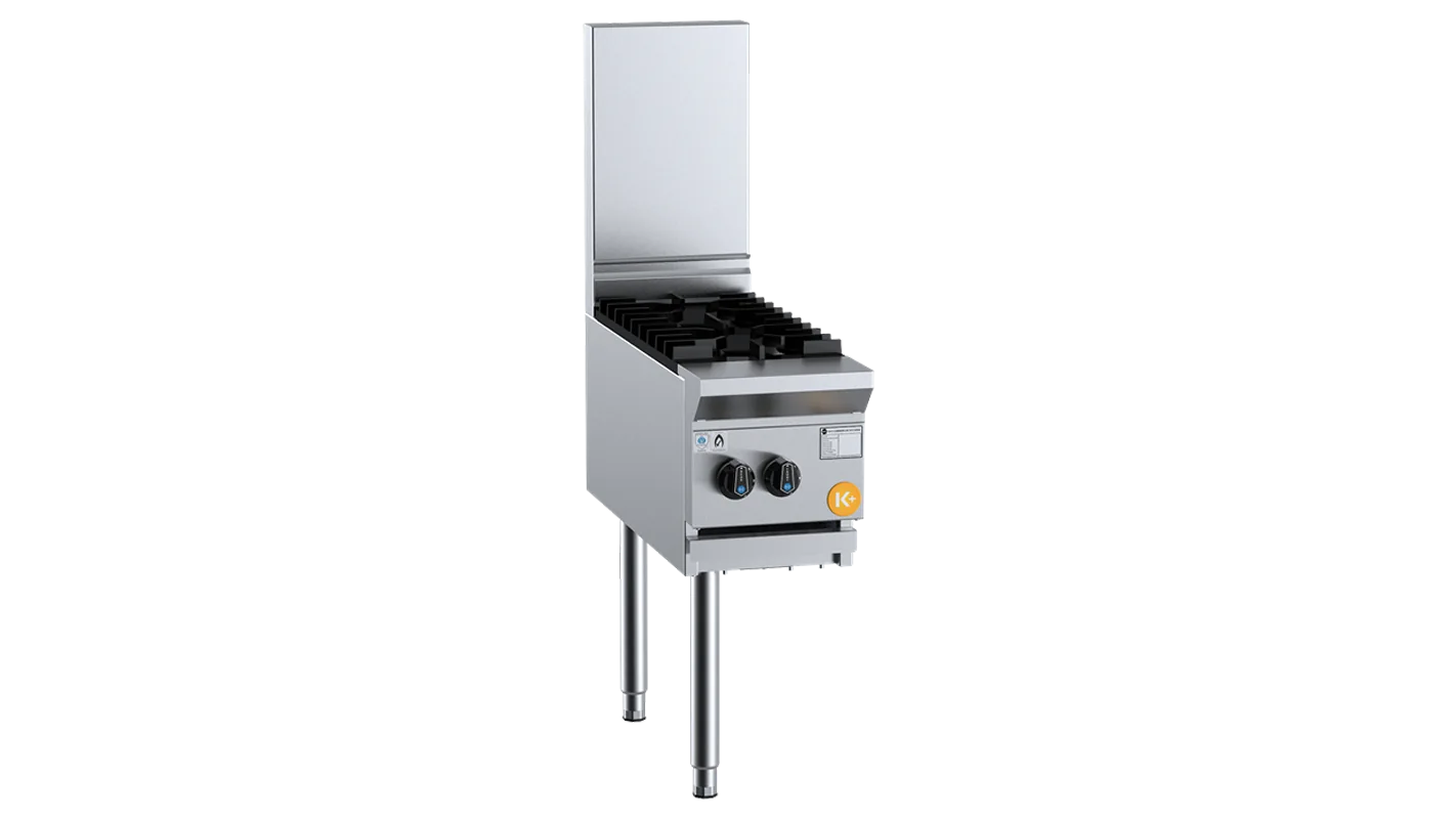 B+S K+ Series KAWBT-SB2L two burner boiling top with left-hand wok attachment 300×840×1300 mm, 60 MJ/h NG – stainless steel Australia